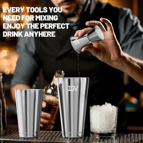 IOV Boston Cocktail Shaker Bar Set, Bartender Kit Drink Mixer Set with 18 oz & 28 oz Boston Shakers, Hawthorne Strainer, Double Jigger, Bar Tool Kit and Recipe Booklet - Rainbow in Saudi Arabia