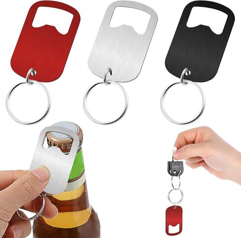 3 Pcs Stainless Steel Bottle Opener Keychain, Flat Bottle Opener Small Beer Bottle Opener Mini Metal Can Opener Keychain for Bartender Kitchen Bar Restaurant (Black) in Saudi Arabia