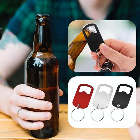 3 Pcs Stainless Steel Bottle Opener Keychain, Flat Bottle Opener Small Beer Bottle Opener Mini Metal Can Opener Keychain for Bartender Kitchen Bar Restaurant (Black) in Saudi Arabia
