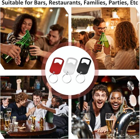 3 Pcs Stainless Steel Bottle Opener Keychain, Flat Bottle Opener Small Beer Bottle Opener Mini Metal Can Opener Keychain for Bartender Kitchen Bar Restaurant (Black) in Saudi Arabia