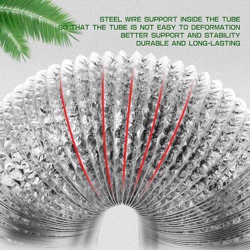 80/100/110/120/150/160/170/180/200mm Flexible Aluminum Air Ducting Hose Vent Exhaust Hose for Air Conditioning Systems, Tumble Dryers(5m,80mm) in Saudi Arabia