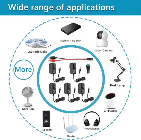 5PCS 9V 1A Power Supply Adapter, AC 100V-240V to DC 9V 1000mA Universal Switching Transformer, Switching Adapter, 9W AC to DC Converter for MP3, MP4, Routers, 5.5mm x 2.5mm Plug in Kuwait