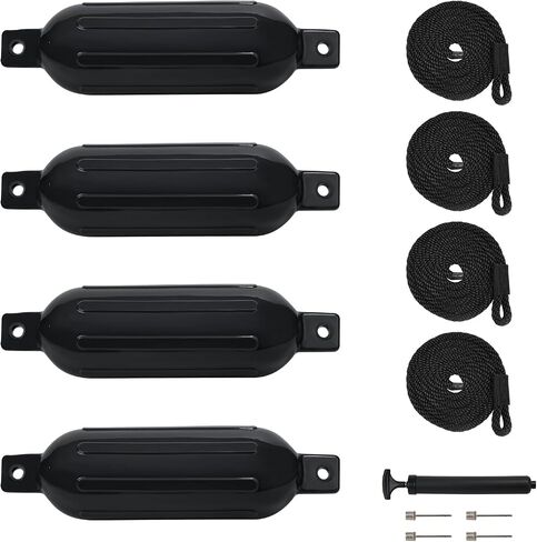 Boat Fender 4 Pack, Boat Bumper for Docking, Inflatable Boat Fenders for Docking 20-35ft Boat with 4 Ropes 1 Pump and 4 Needles, Fit for Pontoon Boat Bass Boat and Jon Boat in Saudi Arabia