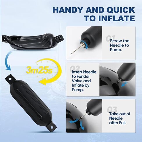Boat Fender 4 Pack, Boat Bumper for Docking, Inflatable Boat Fenders for Docking 20-35ft Boat with 4 Ropes 1 Pump and 4 Needles, Fit for Pontoon Boat Bass Boat and Jon Boat in Saudi Arabia