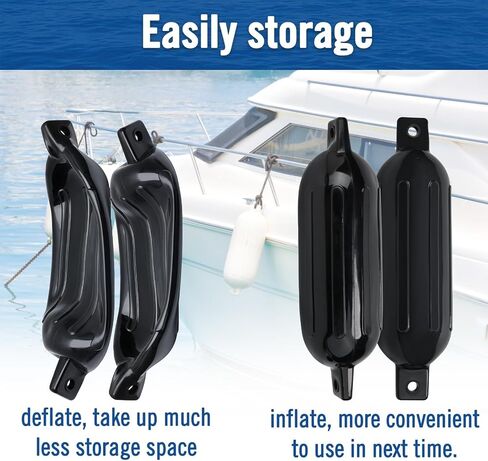 Boat Fender 4 Pack, Boat Bumper for Docking, Inflatable Boat Fenders for Docking 20-35ft Boat with 4 Ropes 1 Pump and 4 Needles, Fit for Pontoon Boat Bass Boat and Jon Boat in Saudi Arabia