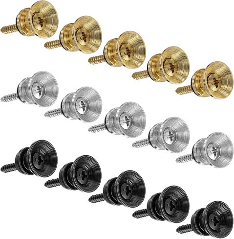 Guitar Strap Button Locks Set, Acoustic Guitar Strap Locks 15pcs Anti-Slip Metal Straps Buttons with Mounting Screws for Electric Bass Ukulele Metal Straps Lock with Mounting Screws in Saudi Arabia