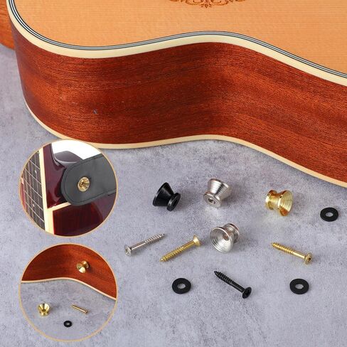 Guitar Strap Button Locks Set, Acoustic Guitar Strap Locks 15pcs Anti-Slip Metal Straps Buttons with Mounting Screws for Electric Bass Ukulele Metal Straps Lock with Mounting Screws in Saudi Arabia