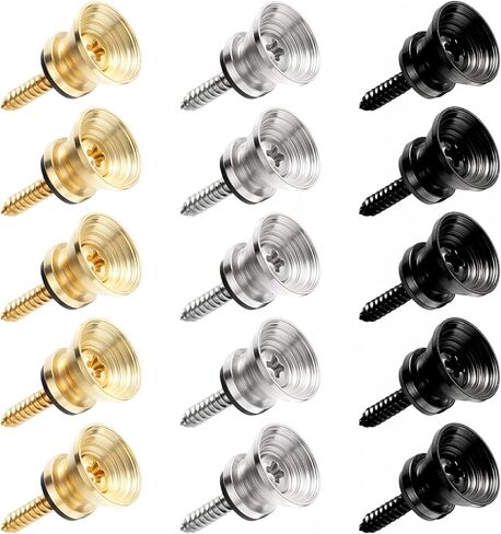 Guitar Strap Button Locks Set, Acoustic Guitar Strap Locks 15pcs Anti-Slip Metal Straps Buttons with Mounting Screws for Electric Bass Ukulele Metal Straps Lock with Mounting Screws in Saudi Arabia