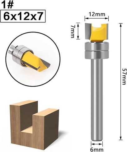 Dia Mortise Template Flush Trim 2-Flute Router Bit - 6mm Shank, 1 Count in Kuwait