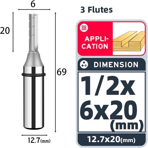 Straight Bit 1/4 1/2 Woodworking Slotting 1 2 Flute Long Blade Bit Tool End Side Work 1Pcs(1-2x1 1-2) in Saudi Arabia