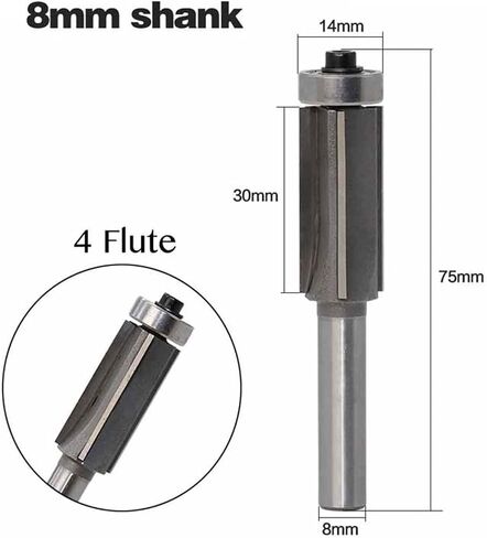 4 Flute Bearing Flush Trim Bit with 8MM Shank 1Pcs in Saudi Arabia