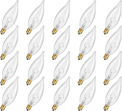 12-Pack E12 Chandelier Light Bulbs 60W Warm White 2700K 120V Candelabra Light Bulb for Ceiling Fan, 650 Lumens CA10 Dimmable Clear Candle Bulbs in Saudi Arabia