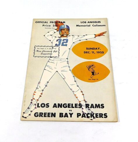 1955 Bay Packers at Los Angeles Rams NFL Football Program 12-11-55 - NFL Programs in Saudi Arabia