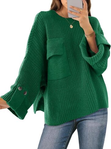 Saodimallsu Womens Oversized Sweaters Chunky Ribbed Knit Crew Neck Casual Long Sleeve Fall Winter Trendy Pullover Tops in Saudi Arabia