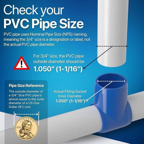 Formufit F034Ste-WH-8 Slip Tee PVC Fitting ، Grade Furniture ، 3/4 "Size ، White (Pack of 8) in Kuwait
