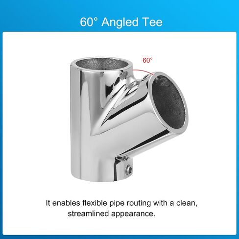 Boat Handrail Fitting 60 Degree Tee Connector for 7/8" Round Tubing, 316 Stainless Steel Tee Fitting, Mirror Polished Marine Hand Rail Hardware(2-Pack) in Saudi Arabia