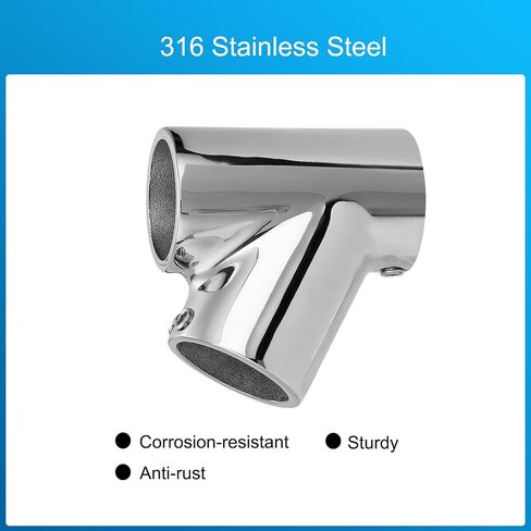 Boat Handrail Fitting 60 Degree Tee Connector for 7/8" Round Tubing, 316 Stainless Steel Tee Fitting, Mirror Polished Marine Hand Rail Hardware(2-Pack) in Saudi Arabia