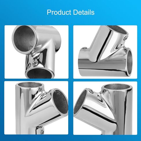 Boat Handrail Fitting 60 Degree Tee Connector for 7/8" Round Tubing, 316 Stainless Steel Tee Fitting, Mirror Polished Marine Hand Rail Hardware(2-Pack) in Saudi Arabia