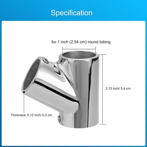 Boat Handrail Fitting 60 Degree Tee Connector for 7/8" Round Tubing, 316 Stainless Steel Tee Fitting, Mirror Polished Marine Hand Rail Hardware(2-Pack) in Saudi Arabia