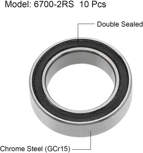 10Pcs ABEC-5 6700-2RS 6700RS 6700 2RS RS 10x15X4mm Miniature Rubber Seal Deep Groove Ball Bearing(10PCS_ABEC 1) in Saudi Arabia