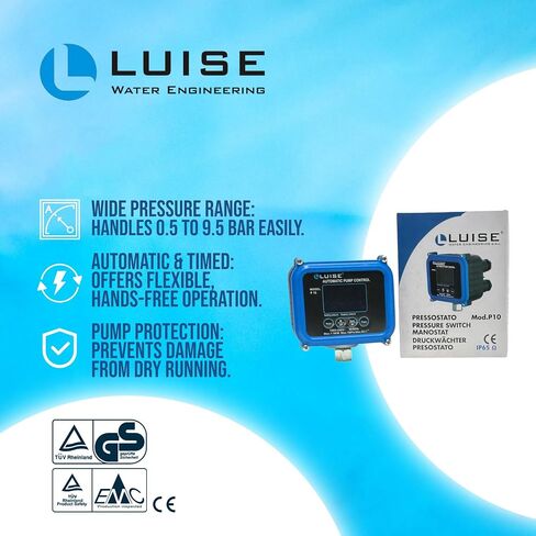 مفتاح الضغط الإلكتروني Luise P10 0.5-9.5 بار مع شاشة LCD ، والإعدادات القابلة للتعديل ، والحماية الجافة ، والأوضاع اليدوية والتوقيت لأنظمة السوائل-L684.0000 in Saudi Arabia