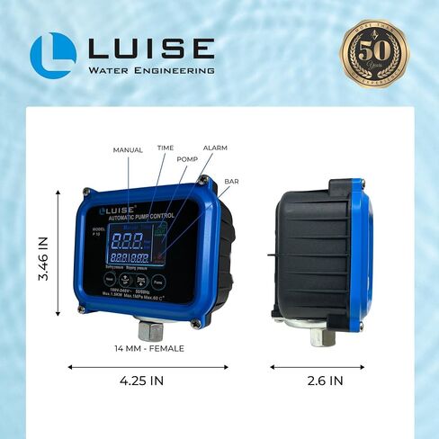 مفتاح الضغط الإلكتروني Luise P10 0.5-9.5 بار مع شاشة LCD ، والإعدادات القابلة للتعديل ، والحماية الجافة ، والأوضاع اليدوية والتوقيت لأنظمة السوائل-L684.0000 in Saudi Arabia