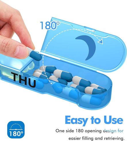 Weekly Pill Organizer 2 Times a Day, Travel Pill Box 7 Day, Portable Daily Pill Case, AM PM Pill Container for Medication, Vitamin, Fish Oils, Supplement in Saudi Arabia