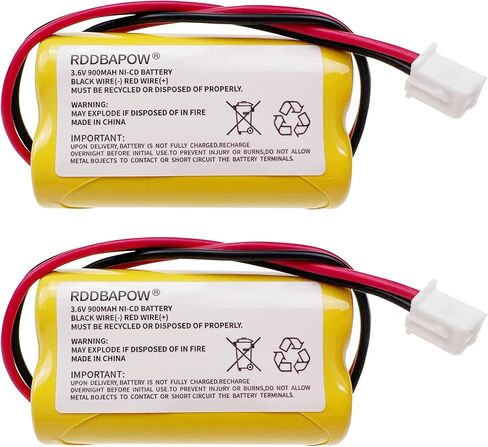3.6V 900mAh Ni-CD Exit Sign Emergency Light Battery for Unitech LEDR-1 6200RP, Dantona CUSTOM-318 OSA230,Lowes 253799,Exitronix 10010037 (2 Pack x 3.6v 900mah Emergency/exit Light Battery) in Kuwait