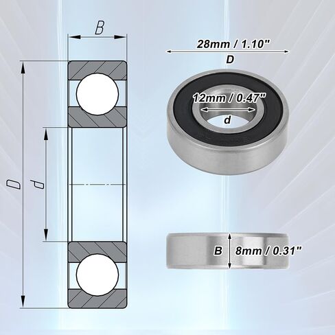 ACROPIX 6001-2rs Deep Groove Ball Bearings P0 12x28x8mm Lubricated Bearings Double Rubber Seal Black Silver Tone Scooter Skateboard Wheel in Saudi Arabia