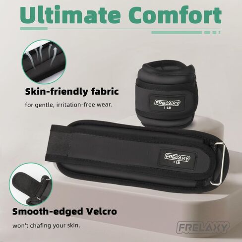 Frelaxy Ankle Wrist Weights for Women Men Kids, Comfy& Adjustable Leg Arm Weights Set for Walking, Gym, Yoga, Pilates, Dance, Cardio & Strength Training 1lb 2lbs 3lbs 1 Pair in Kuwait