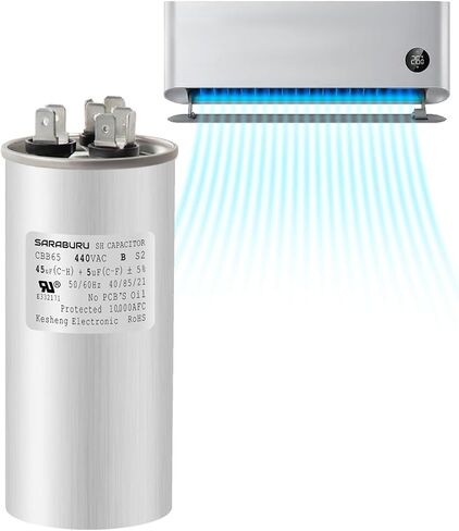 CBB65 المكثفات AC 45+5 UF 45/5 MFD 5 ٪ 370V/440VAC HUNT RUNT CATACITION لمكيف الهواء ، HVAC ، محرك AC ، مكثف مستقيم بارد in Kuwait