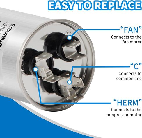 CBB65 المكثفات AC 45+5 UF 45/5 MFD 5 ٪ 370V/440VAC HUNT RUNT CATACITION لمكيف الهواء ، HVAC ، محرك AC ، مكثف مستقيم بارد in Kuwait