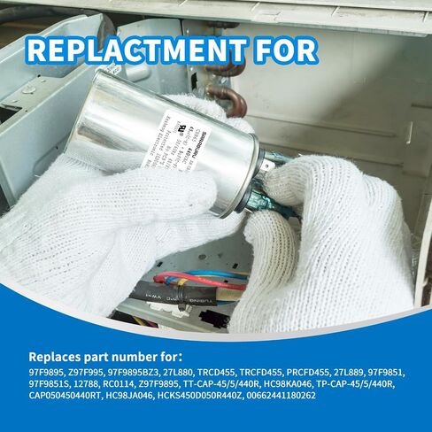 CBB65 المكثفات AC 45+5 UF 45/5 MFD 5 ٪ 370V/440VAC HUNT RUNT CATACITION لمكيف الهواء ، HVAC ، محرك AC ، مكثف مستقيم بارد in Kuwait