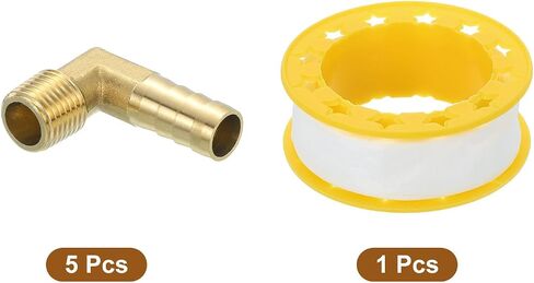 uxcell 5 Pcs Brass Hose Barbed Elbow Fitting, 3/8" Barb x G 1/4 Male Brass Barb Pipe Fitting Adapter with Tape for Connect Pipes Mechanical Devices Plumbing Equipment in Saudi Arabia