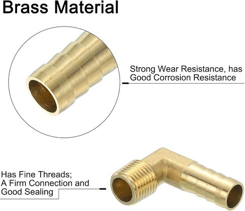 uxcell 5 Pcs Brass Hose Barbed Elbow Fitting, 3/8" Barb x G 1/4 Male Brass Barb Pipe Fitting Adapter with Tape for Connect Pipes Mechanical Devices Plumbing Equipment in Saudi Arabia