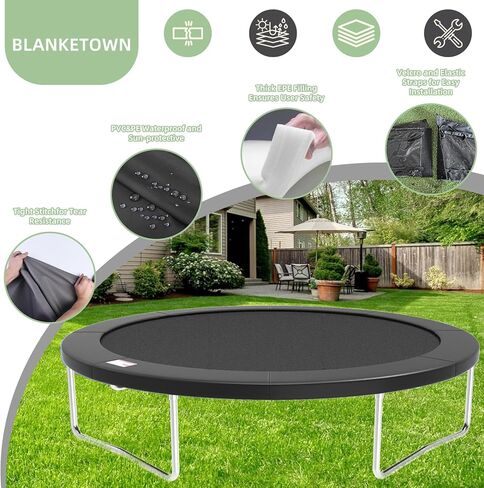 15FT/14FT/12FT Trampoline Safety Pad, Universal Replacement Trampoline Springs Cover, Trampoline Accessories Fits 15FT/14FT/12FT Frames, No Holes for Pole, Water-Resistant in Kuwait