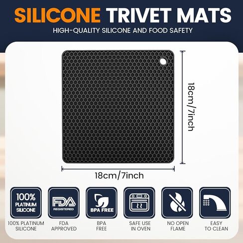 الحصير السيليكون trivet 4 حاملي الأواني المقاومة للحرارة متعددة الأغراض غير المنقولة لفرطات المطبخ ، حصيرة التجفيف ، فتاحة جرة ، حامل ملعقة ، كوستر. (رمادي داكن) in Kuwait