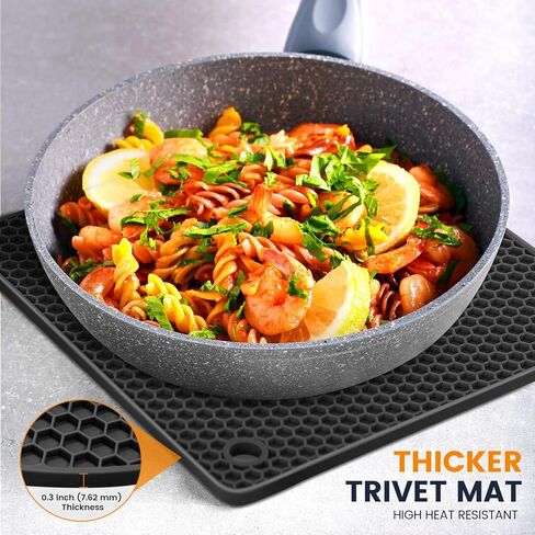الحصير السيليكون trivet 4 حاملي الأواني المقاومة للحرارة متعددة الأغراض غير المنقولة لفرطات المطبخ ، حصيرة التجفيف ، فتاحة جرة ، حامل ملعقة ، كوستر. (رمادي داكن) in Kuwait