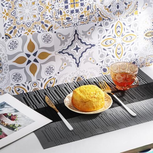 Heloho black closemats مجموعة من 4 حصيرة مكان قابلة للغسل مقاوم للحرارة in Kuwait