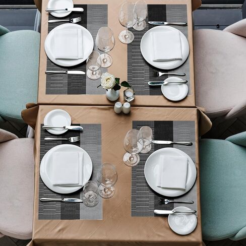 Heloho black closemats مجموعة من 4 حصيرة مكان قابلة للغسل مقاوم للحرارة in Kuwait