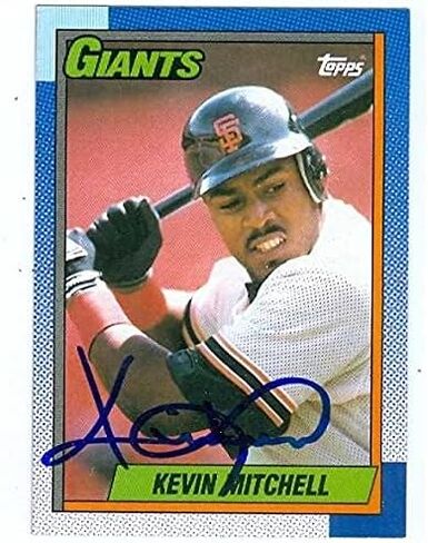 مستودع توقيعه 76603 Kevin Mitchell بطاقة البيسبول التي تم توقيفها San Francisco Giants 1990 Topps No.500 in Saudi Arabia