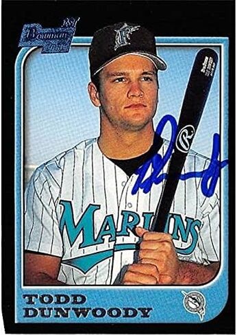 Autograph Warehouse 421240 Todd Dunwoody Autographed Baseball Card Florida Marlins 1997 Topps Bowman No.90 in Saudi Arabia