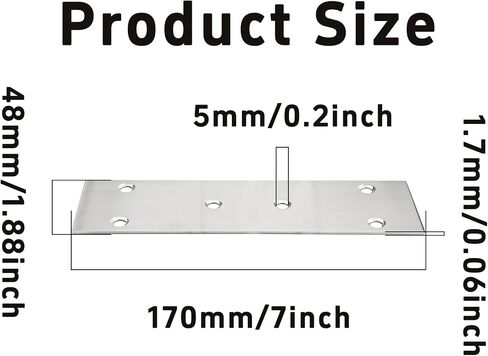 4pcs 5''x1.9 '' صفيحة إصلاح مسطحة من الفولاذ المقاوم للصدأ ، قوس صفيحة صفيحة الثقيلة ، قوس الدعامة المستقيمة للأثاث ، الخشب ، الرفوف ، الخزانة (الفضة) in Kuwait