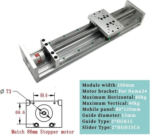 دليل خطي مزدوج Sliding Table1605/1610 Ballscrew 50-1200mm منصة السكتة الدماغية X-Y-Z محرك مرحلة المحرك (SFU1605 100 مم) in Kuwait