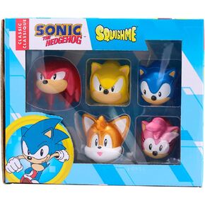 صندوق تجميع سلسلة 1 من سلسلة Sonic The Hedgehog SquishMe مكون من 6 عبوات: لعبة تخفيف التوتر، هدايا الحفلات وألعاب التململ للأطفال - مجموعة كاملة من السلسلة 1 مع شخصيات صوتية وسكويشيز