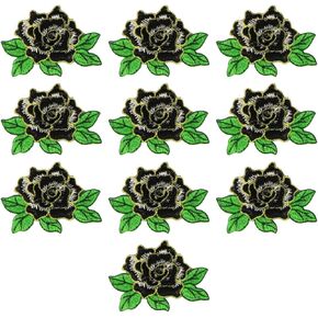 10 Pieces 3D Rose Embroidered Patch Flower Sew on Patches Applique Sewing Crafts Kit for Clothes Jeans Jackets Bags DIY Embellishments Decorations (Yellow)