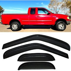 Side Window Visors Wind Deflectors for Ford 1997-2003 F150 1997-1999 F250 Light Duty Super/Extended Cab, Vent Guard Shade Sun Rain Guards 4PC-Set 94808