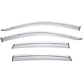 WellVisors Window Visors Wind Deflectors Compatible With Infiniti 2006-2010 M35 M45 With Chrome Trim Rain Guards 3-847IN001
