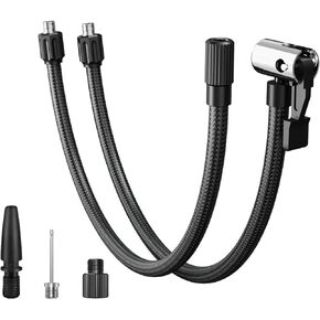 LEXIN Tire Inflator Hose Extension, Lock-On Air Chuck with Hose and Presta Valve Adapter Ball Needle, Air Compressor Twist On Convert to Lock On Connection, Compatible with LEXIN P5/P4
