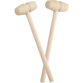 2 Pieces Mini Wooden Mallet for Chocolate Heart Breakable Smashing Wood Hammers for Cracking Crabs Lobsters Shells Kids Golf Tees Preschooler Crafts Seafood Tools Kitchen Supplies
